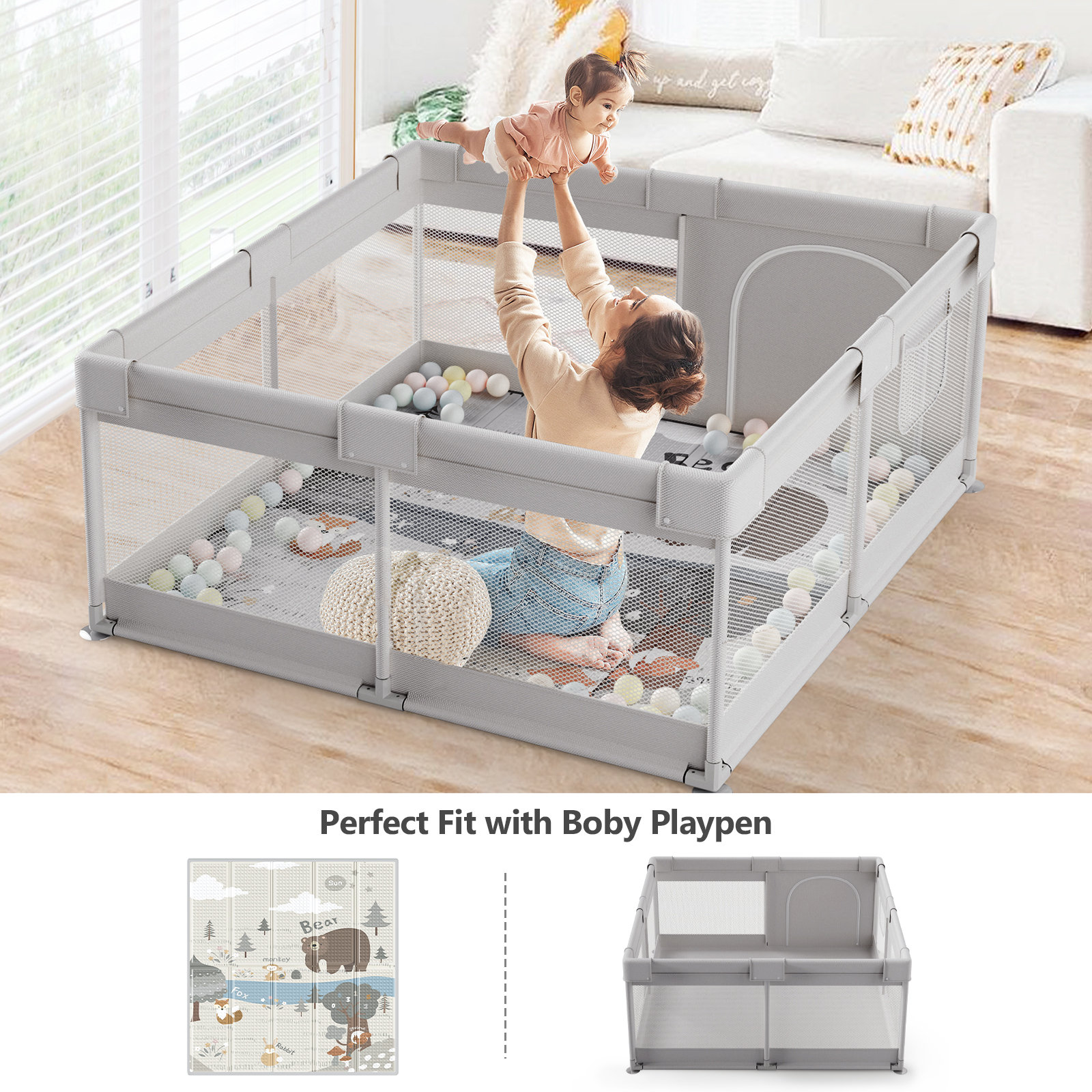 Pkinoicy Baby Playpen with Mat 47x47inch for Babies and Toddlers for Apartment Play Yard for Babies Reviews Wayfair Canada